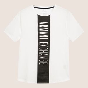 ARMANI White and Black Graphic T-Shirt Soft Cotton